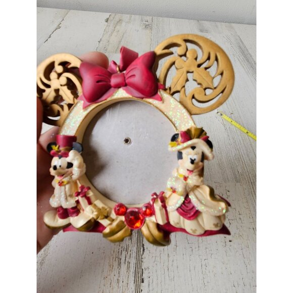 Victorian Mickey mouse picture frame ornament ears glitter Xmas tree - Picture 3 of 6